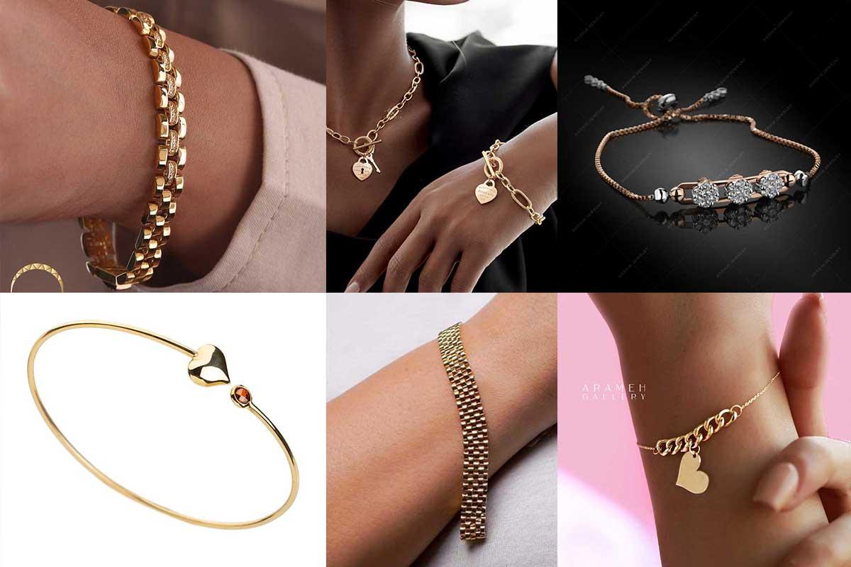 مدل های دستبند طلا زنانه 2024؛ در طرح های ظریف و پهن + عکس